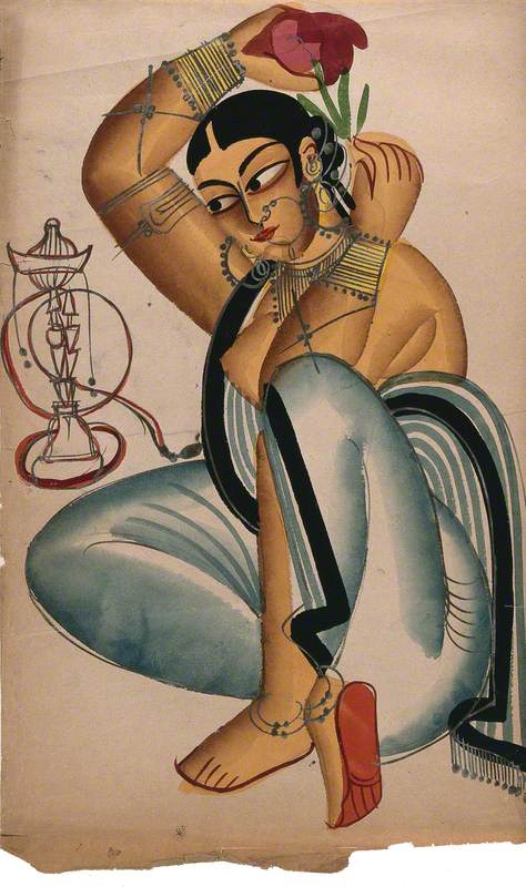 A Courtesan Arranging a Flower in Her Hair