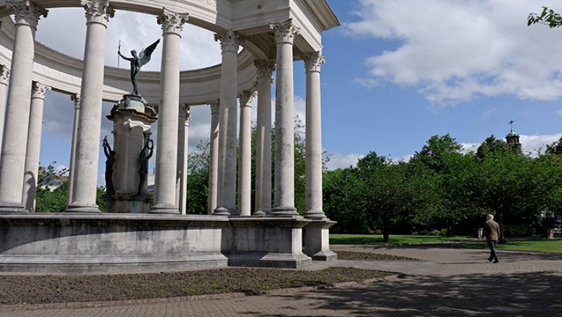 Still from HENI Talks' film on the Welsh National War Memorial